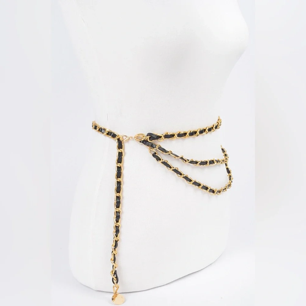 Plus Size Vegan Leather Chain Statement Belt
